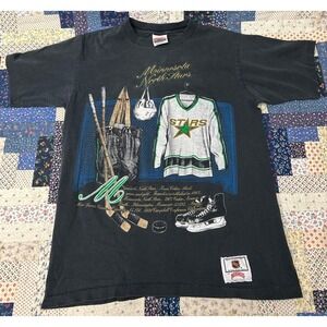 Vintage NUTMEG MILLS NHL 1991 Mens L Minnesota North Stars T Shirt